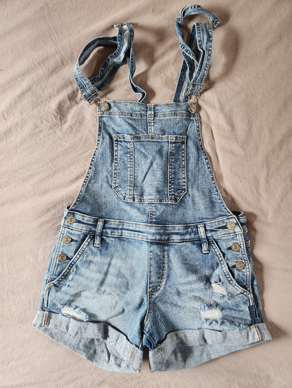 Silver Jeans Denim Distressed Shortalls - Size Small